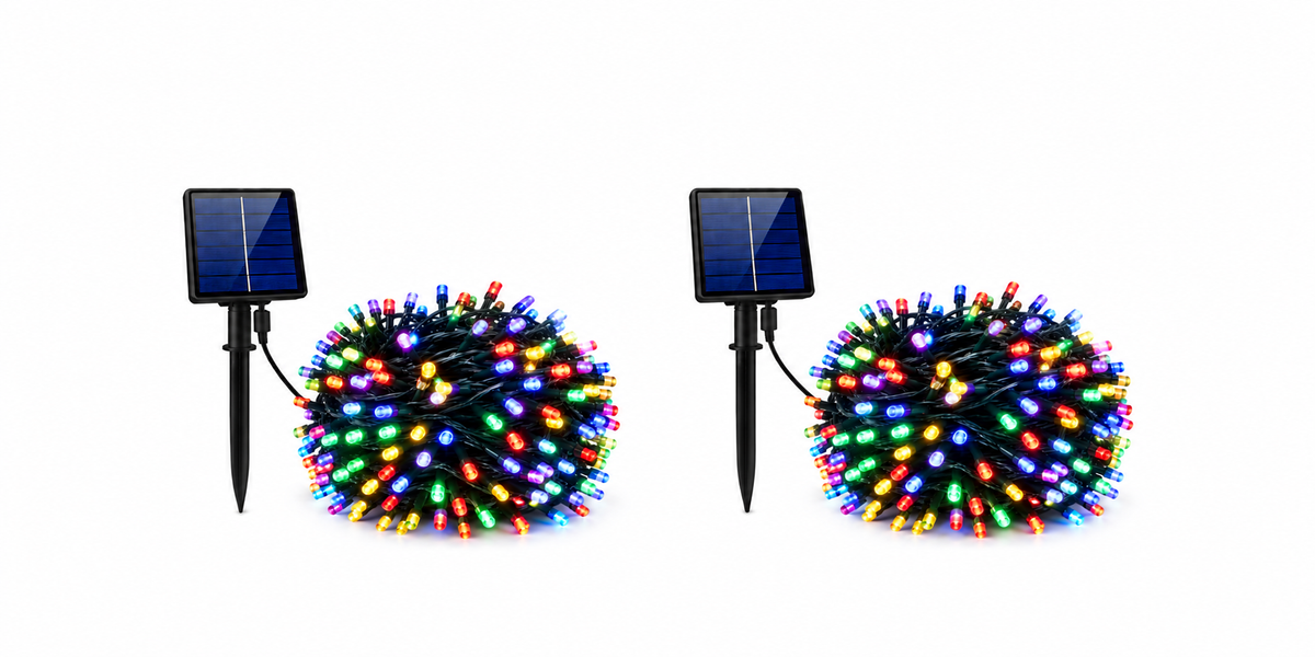Set 2 x Instalatie cu Incarcare Solara 100 LED, 10 Metri
