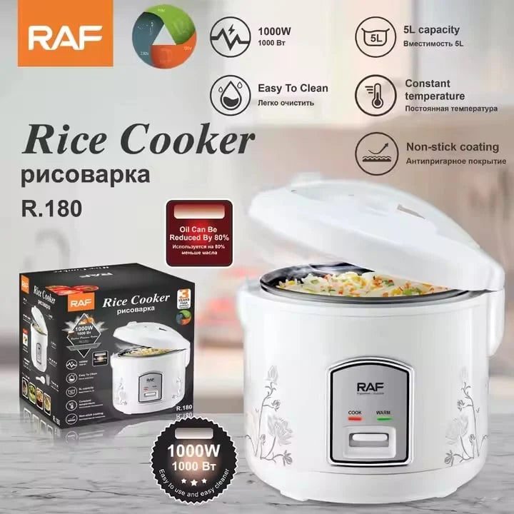 Oala electrica pentru gatit cu aburi rice cooker, RAF R180, 1000 W, 5 L, gatit/incalzit, 23x29 cm