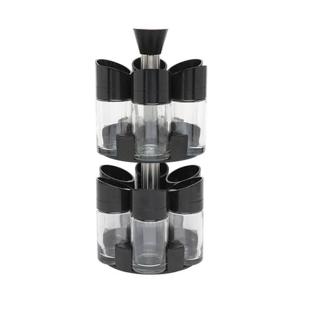 Set 12 recipiente pentru condimente cu suport rotativ