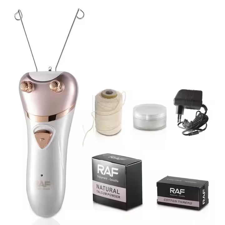 Epilator electric facial reincarcabil, cu fir de ata, RAF R4029, 5W, acumulator 1200mAh, 6x21cm, alb-roz