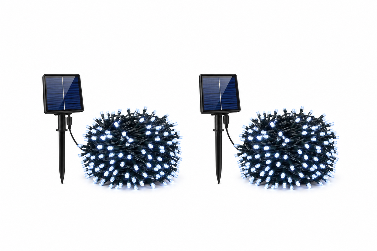Set 2 x Instalatie cu Incarcare Solara 100 LED, 10 Metri