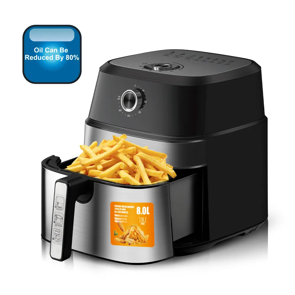 Air Fryer RAF 5319 - Friteuza cu Aer Cald, Fara Ulei, Capacitate 6.5L, 1800W, Negru