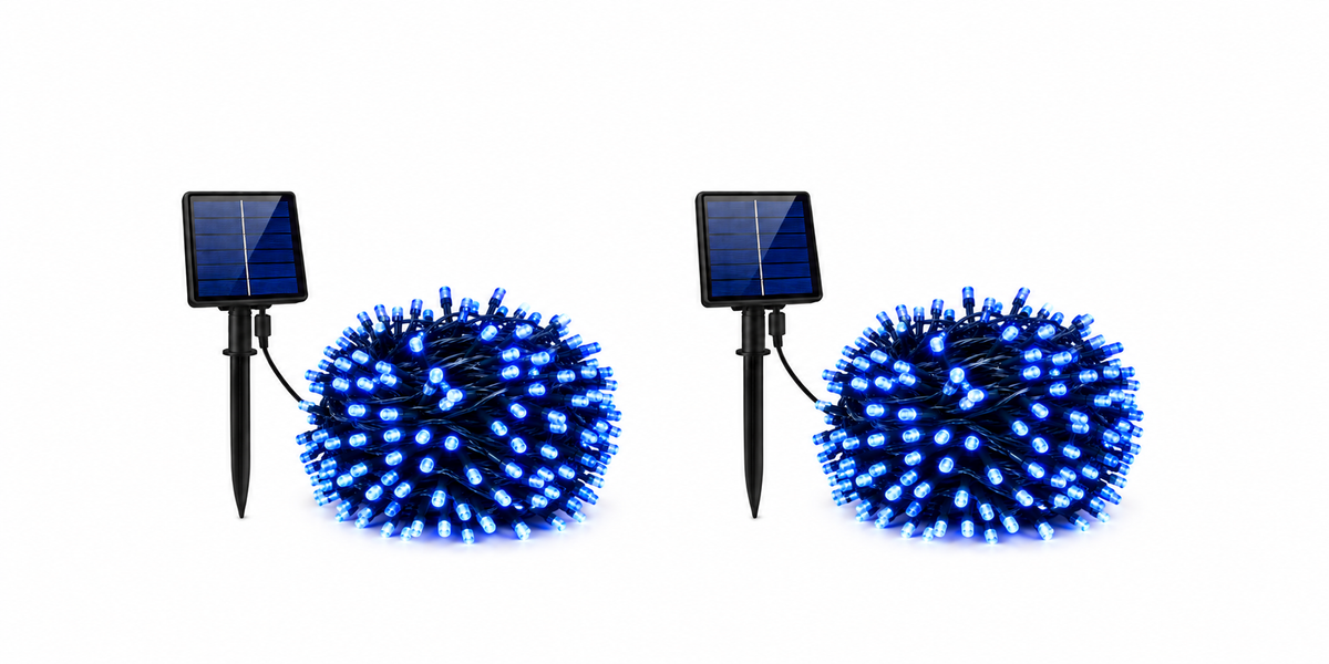 Set 2 x Instalatie cu Incarcare Solara 100 LED, 10 Metri