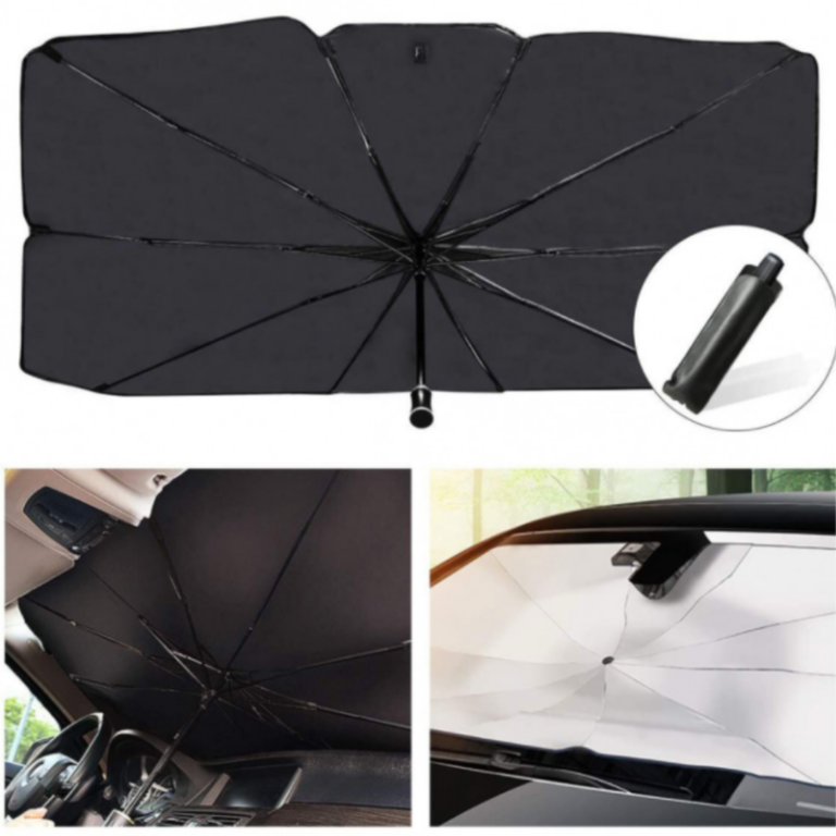 Pachet 1+1 Parasolar pliabil tip umbrela pentru parbrizul masinii, Protectie completa Uv