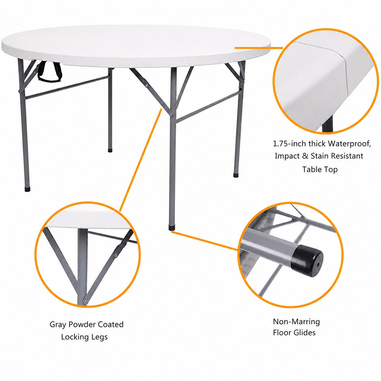 Masă Rotundă Pliabilă 150 cm, HDPE Profesional, 400 kg, pentru Evenimente și Catering