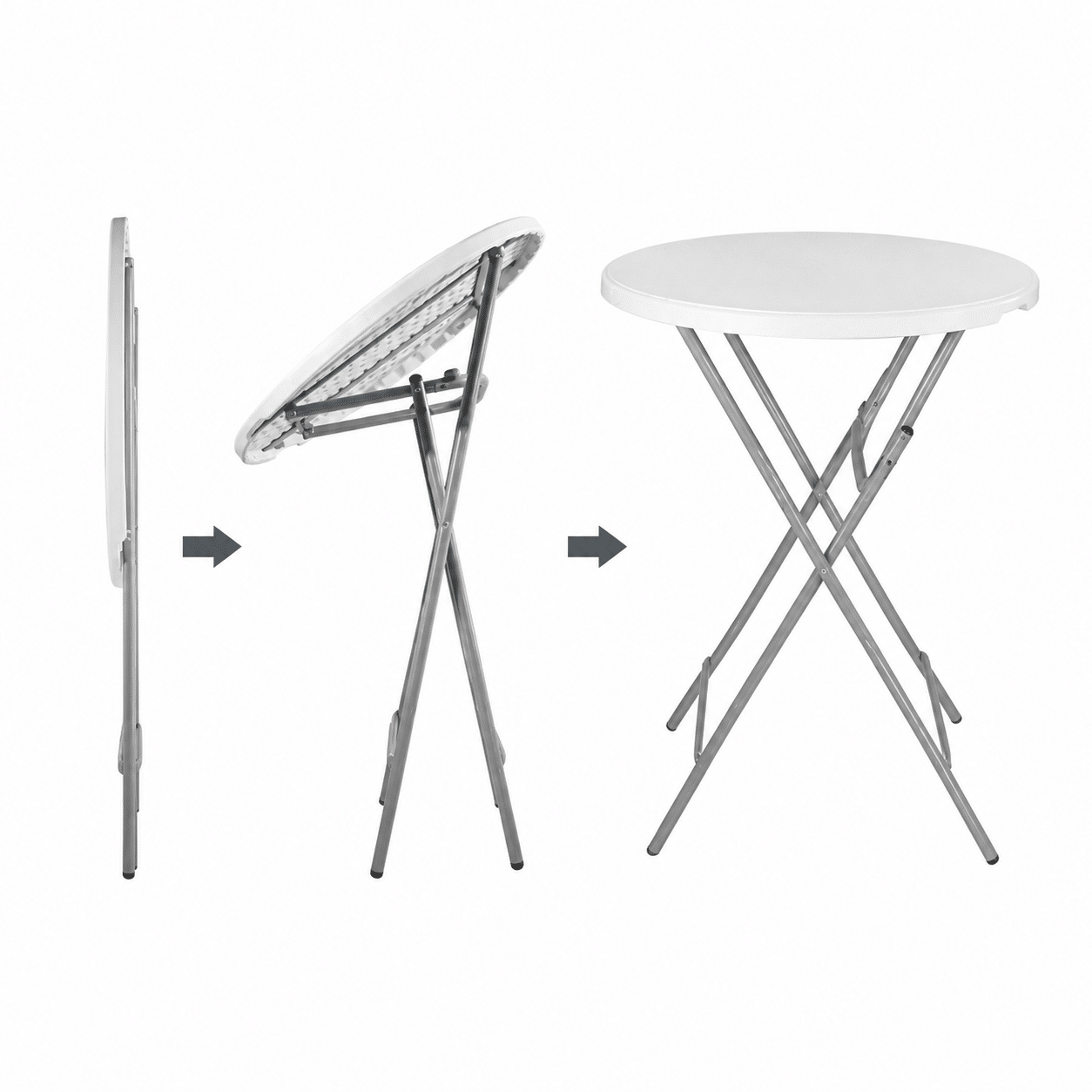 Masă Înaltă Pliabilă AT-2061, Ø80 cm, 110 cm Înălțime, Husă Elastică Inclusă, Cadru Metalic