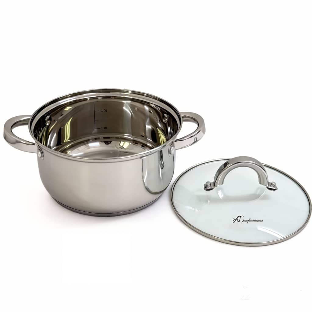Set Oale din Inox 3 Piese cu Capace din Sticlă – Compatibile Inducție, Rezistente și Durabile