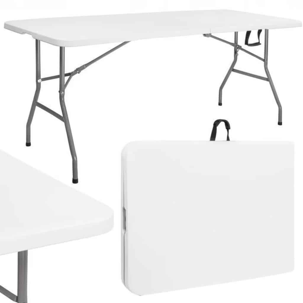 Masa plianta dreptunghiulara politilena, sigurante speciale, cadru din otel, maner transport, sustine 100 kg, 180 x 72 x 70 cm