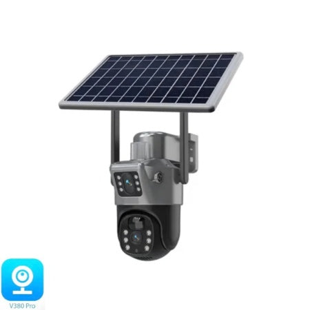 PACHET 2 X CAMERA DE SUPRAVEGHERE DUBLA CU PANOU SOLAR CARTELA SIM 4G PLUS 2 CARDURI DE 32GB CADOU