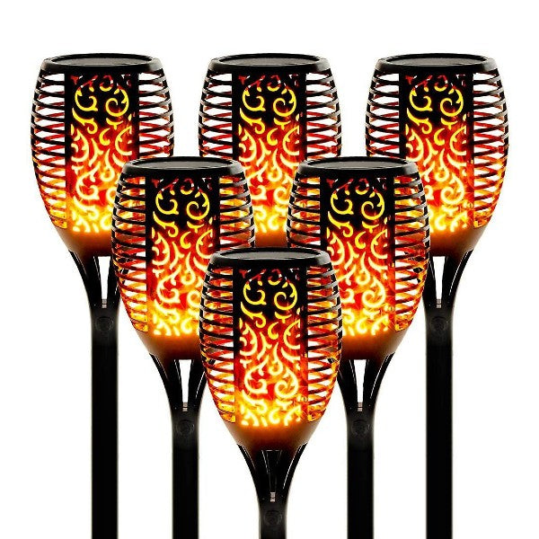 Set 10 x Lampa solara tip torta cu efect flacara, 50 cm
