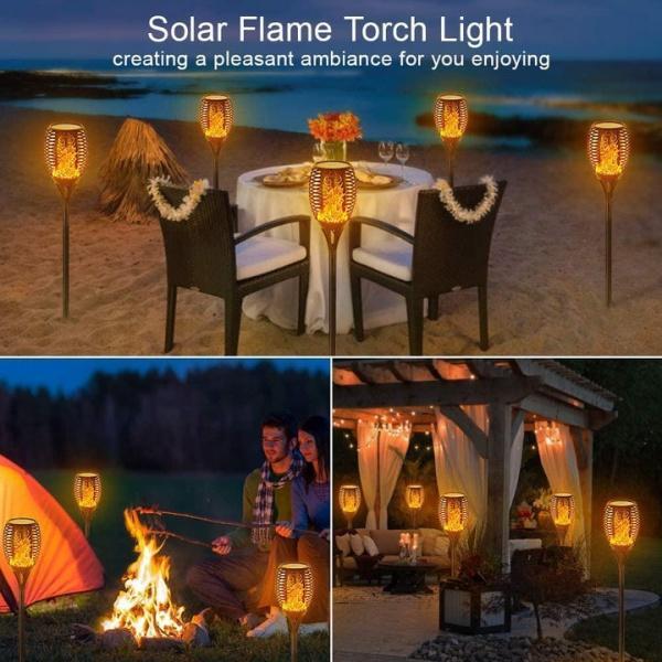 Set 10 x Lampa solara tip torta cu efect flacara, 50 cm