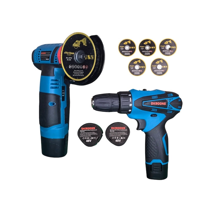 Set Flex Profesional 10.000 RPM + Bormasina 48V, 2 Baterii Li-ion si Accesorii