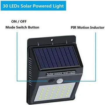 Set 10 lămpi solare de perete cu senzor de mișcare, 30 LED, panou solar integrat