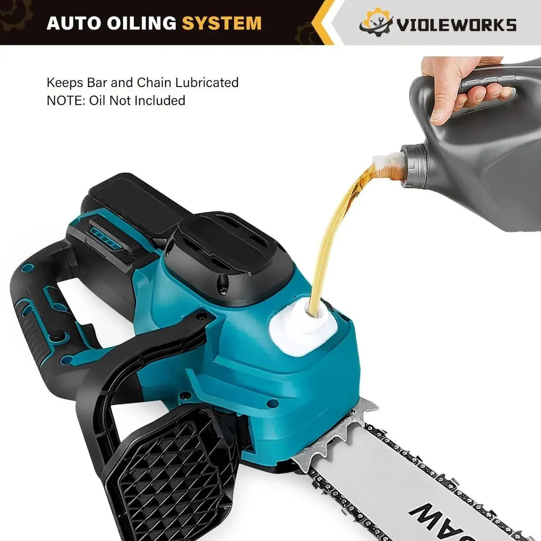 Drujba electrica fara fir, 16inch 6Ah Motor Brushless, 2300W, ungere automata