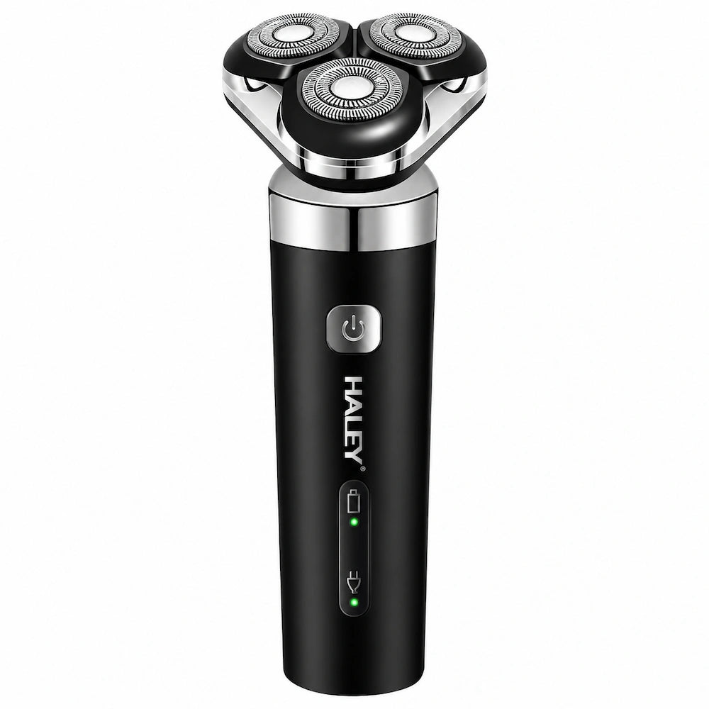 Aparat de Bărbierit Electric HALEY HY-4705 3 în 1, 3 Capete Rotative, Trimmer Barbă și Nas, Încărcare USB, Bărbați