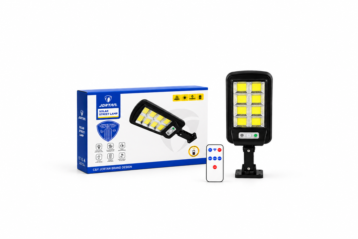 LAMPA SOLARA DE EXTERIOR CU SENZOR JORTAN TAG25 8P COB TELECOMANDA