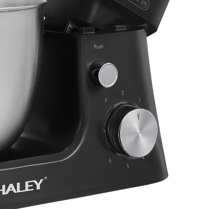 Robot de bucătărie de Inalta Performanta HALEY HY-2409: Putere de 1200W, Bol Generos din Inox de 7 L, 6 Trepte de Viteza cu Functie Pulse, Design Elegant Negru si Inox