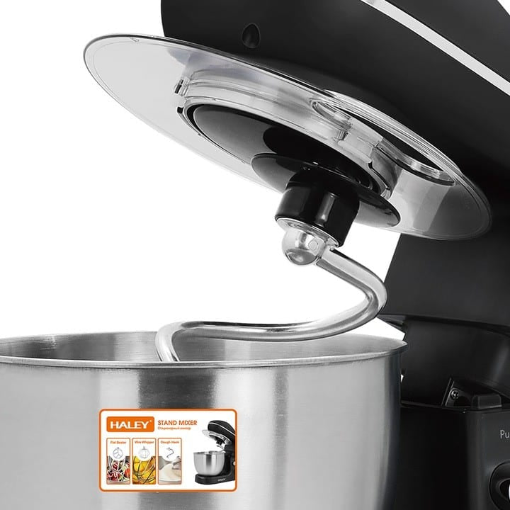 Robot de bucătărie de Inalta Performanta HALEY HY-2409: Putere de 1200W, Bol Generos din Inox de 7 L, 6 Trepte de Viteza cu Functie Pulse, Design Elegant Negru si Inox