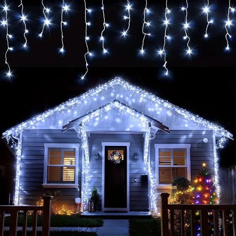 Set 2 Instalații Luminoase Tip Franjuri – LED-uri Tip Țurțuri, 12 Metri