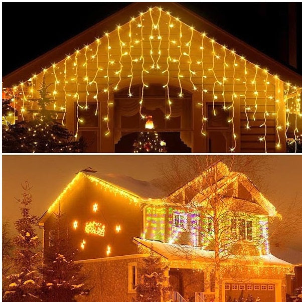Set 2 Instalații Luminoase Tip Franjuri – LED-uri Tip Țurțuri, 12 Metri