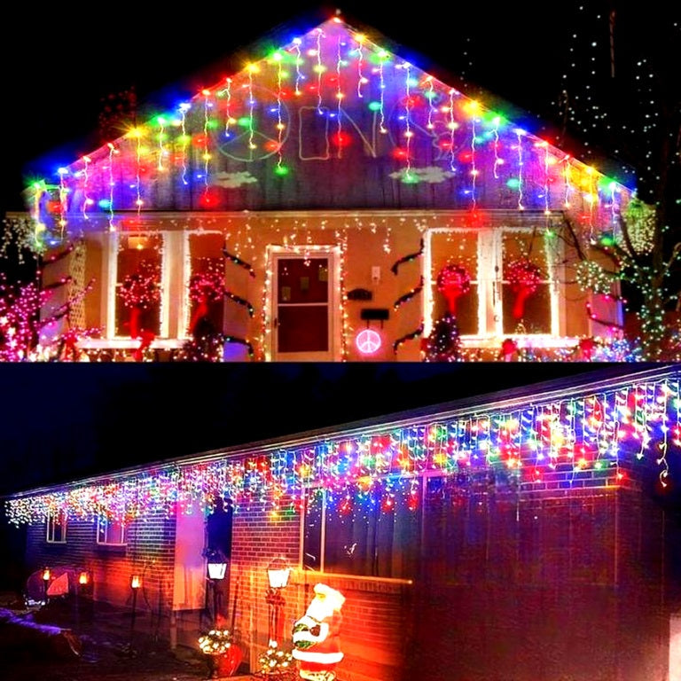 Set 2 Instalații Luminoase Tip Franjuri – LED-uri Tip Țurțuri, 12 Metri