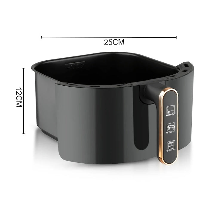 Friteuza Air Fryer RAF R.5330B cu aer cald, Fara ulei, 6 litri, Sticla transparenta, 8 Programe, Digital Touch Screen, Negru