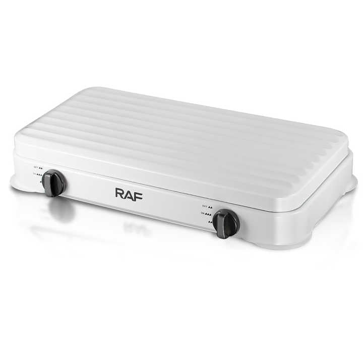 PLITA DUBLA PE GAZ, RAF R8033, CU 2 OCHIURI, 2X2 2KWH, 30 MBAR, OTEL CARBON, 52 CM LUNGIME, ALB, R.8033W.