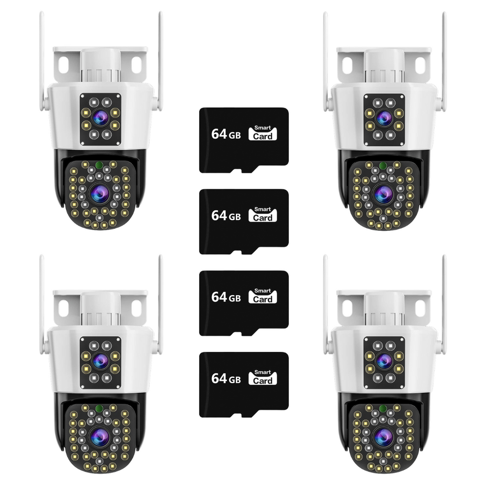 Set 4 Camere de Securitate Jortan - 6MP Full HD 4K, Viziune Nocturna Avansata, 4 Carduri de 64GB