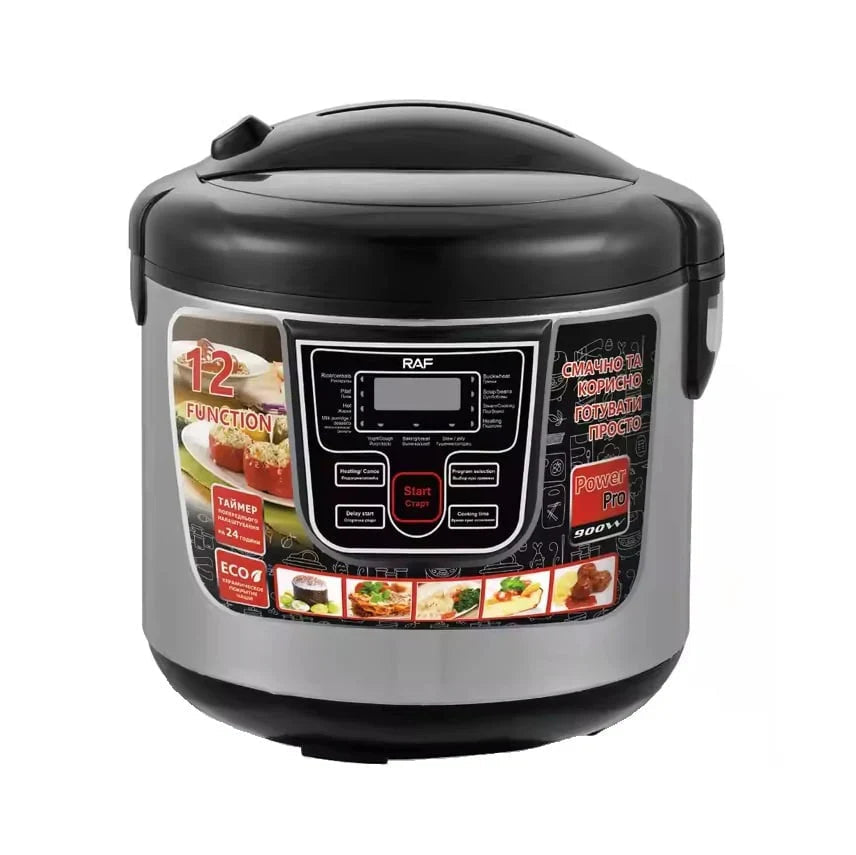 Oală Electrică pentru gătit , RAF R166B, 700W, 5L, 12 Functii, Afisaj Digital LED, 29x29cm