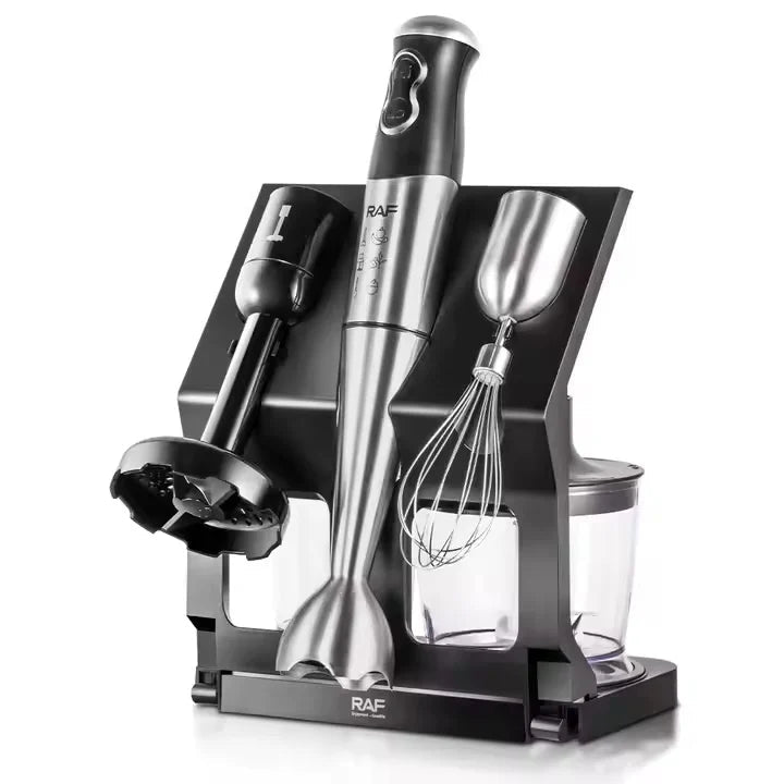 Blender RAF R3004, 5 In 1, 500W, Recipient De 500ml, 700ml, Tel Si Suport, 2 Viteze, 4 Lame Din Otel, 40 Cm