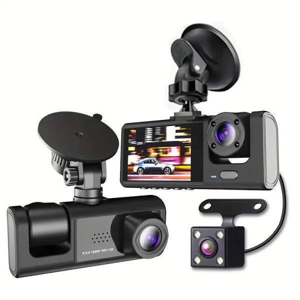 Camera auto tripla Blackbox L300-1, Full-HD, 3 camere-fata/spate/interior, ecran 4'', G Senzor