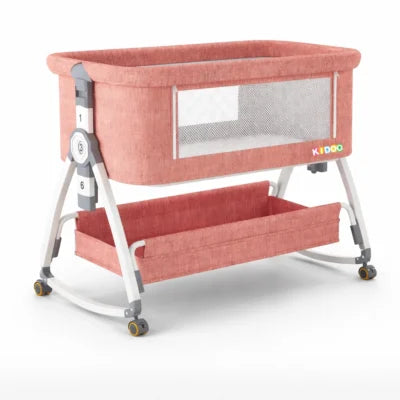 Pat portabil pentru bebeluși KIDOO ,3 în 1 cu saltea confortabilă, înălțime reglabilă, roți și pliere ușoară – ideal pentru nou-născuți