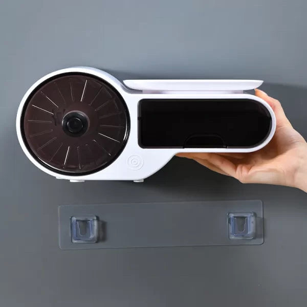 Suport de perete pentru hartie igienica si telefon, cu sertar