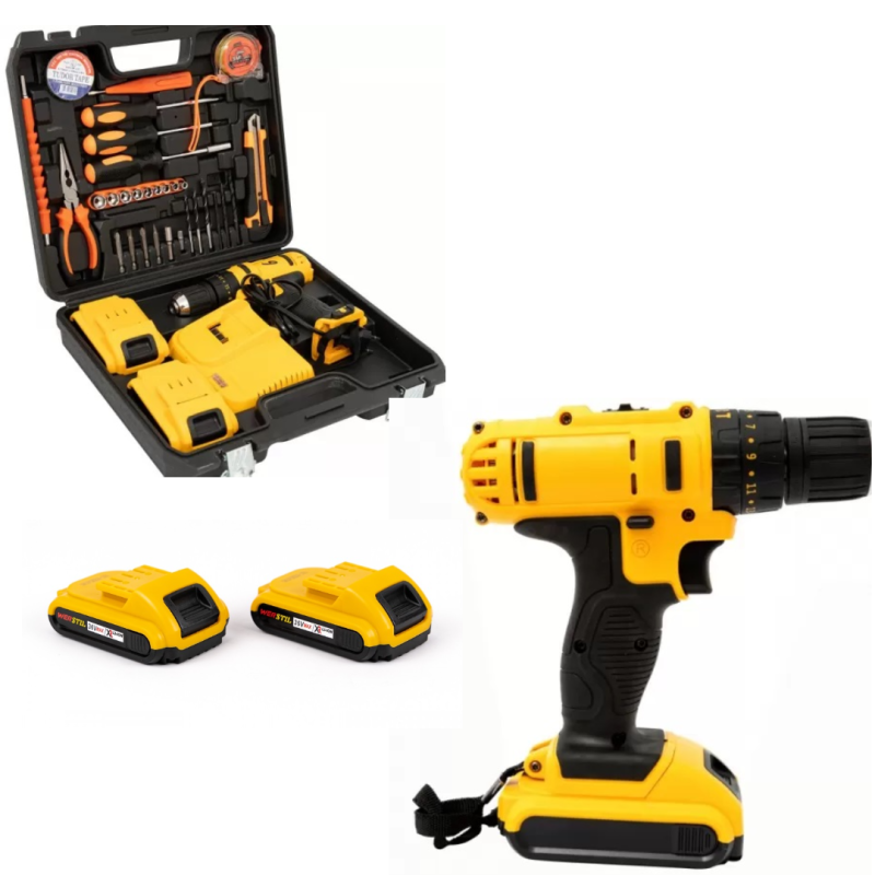 TRUSA BORMASINA CU 2 ACUMULATORI 48V 5AH, AUTOFILETANTA CU PERCUTIE CU 30 DE ACCESORII