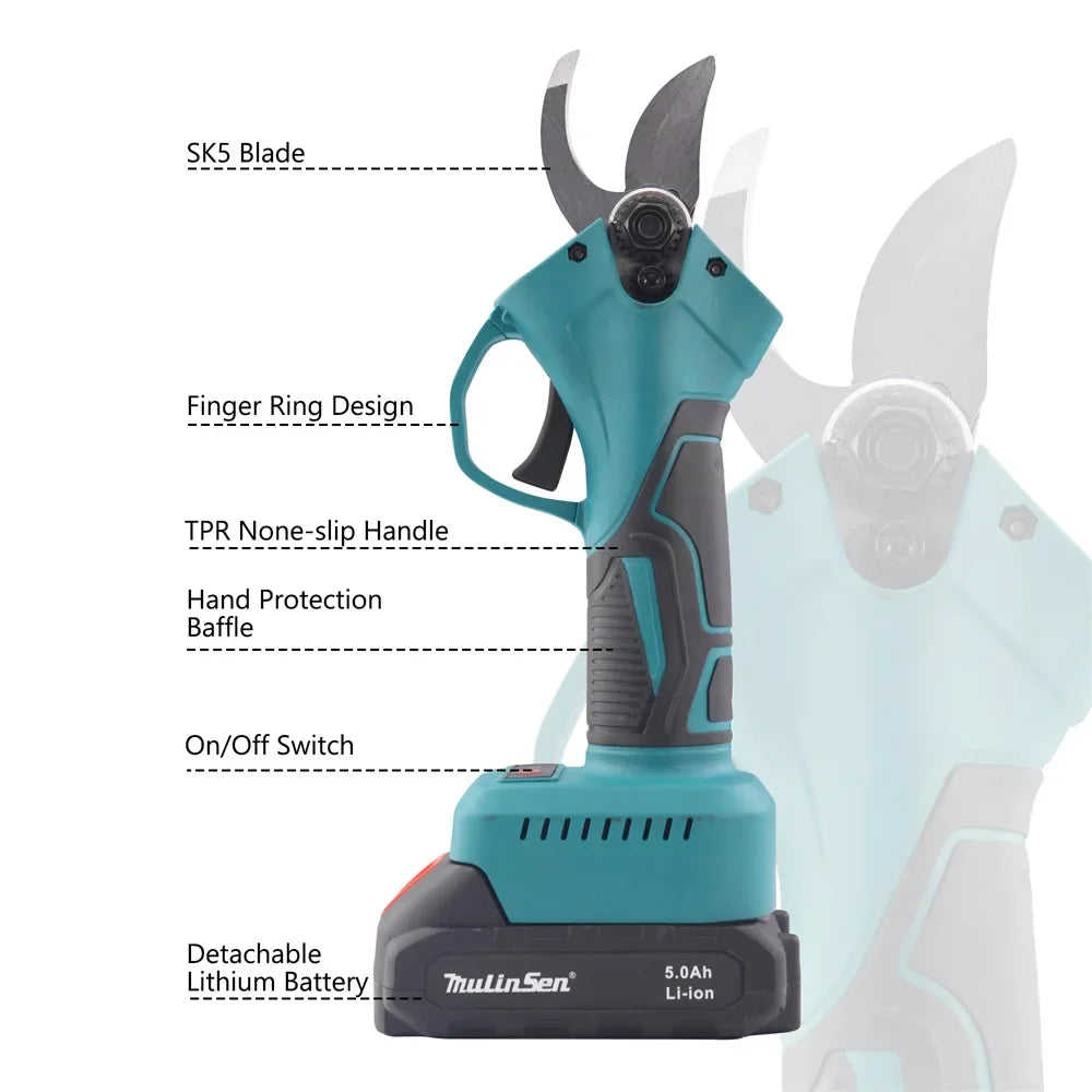 Set foarfecă gradina și mini drujbă , 2 acumulatori 48V , cu braț 2.13m telescopic ,unghi de tăiere reglabil, cu Tija Telescopica 2.5M