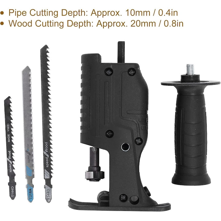 Adaptor tip fierastrau sabie soricel, pentru bormasina, 3 lame incluse