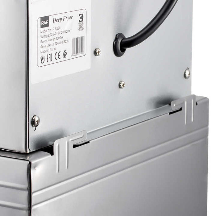 Friteuza Electrica Comerciala RAF 2500W , R5220 , un rezervor, usor de curatat, cos auto-strecurabil, blat din otel inoxidabil, capac pentru prevenirea stropirii, capacitate 5L, gri