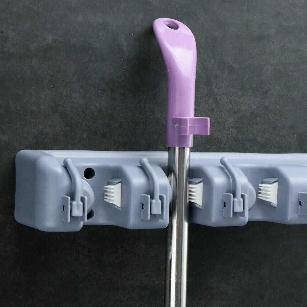 Organizator universal, suport de perete multifunctional pentru mop si matura, cu 5 locuri