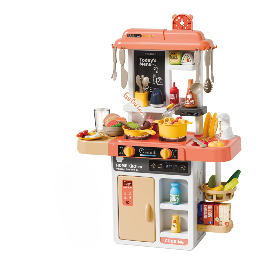 Bucătărie de jucărie copii Spray Kitchen 52 piese cu abur, lumini și sunete