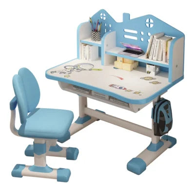Set birou AT, pentru copii, Mobila pentru casa copilului roz, de studiu și scaun.