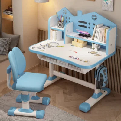 Set birou AT, pentru copii, Mobila pentru casa copilului roz, de studiu și scaun.