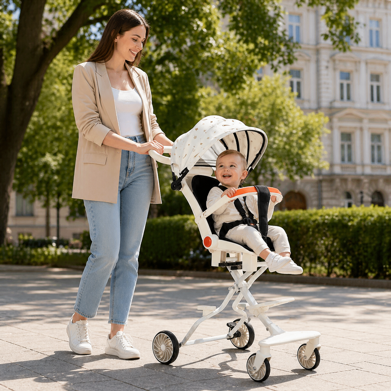 Cărucior Pliabil KIDOO KD-2010 – Compact, Ușor și Ideal pentru Călătorii, Copii 6–36 luni
