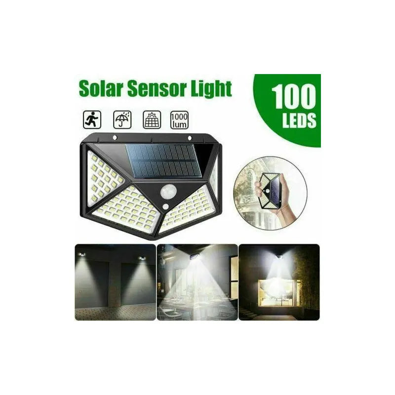 Set 10 x Lampa 100 LED cu panou solar, senzor de miscare 3 moduri de iluminare