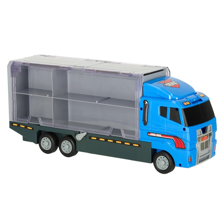 Laweta Tir Artemis, set 6 masinute, camion albastru, dimensiuni 36x15x10cm