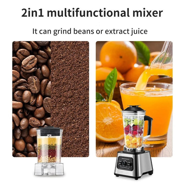 Blender electric de bucătărie si storcator 2 în 1 , cu 1800 W putere , Recipiente 2 l + 0, 5 l