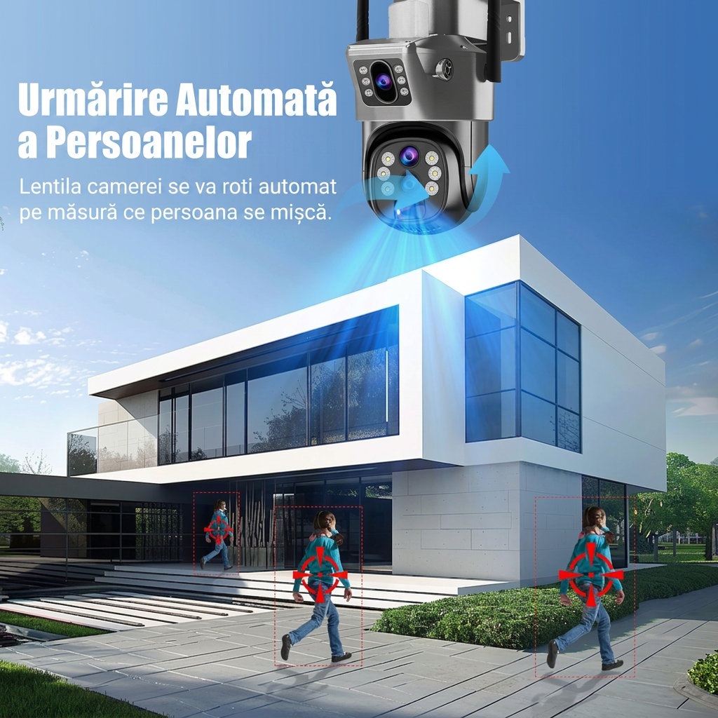 CAMERA SUPRAVEGHERE WI-FI SOLARA 12MP | ZOOM OPTIC 10X | CARD MEMORIE CADOU DE 32GB| DETECTIE FACIALA SI AUTO TRACKING 355° | NIGHT VISION COLOR | IP66