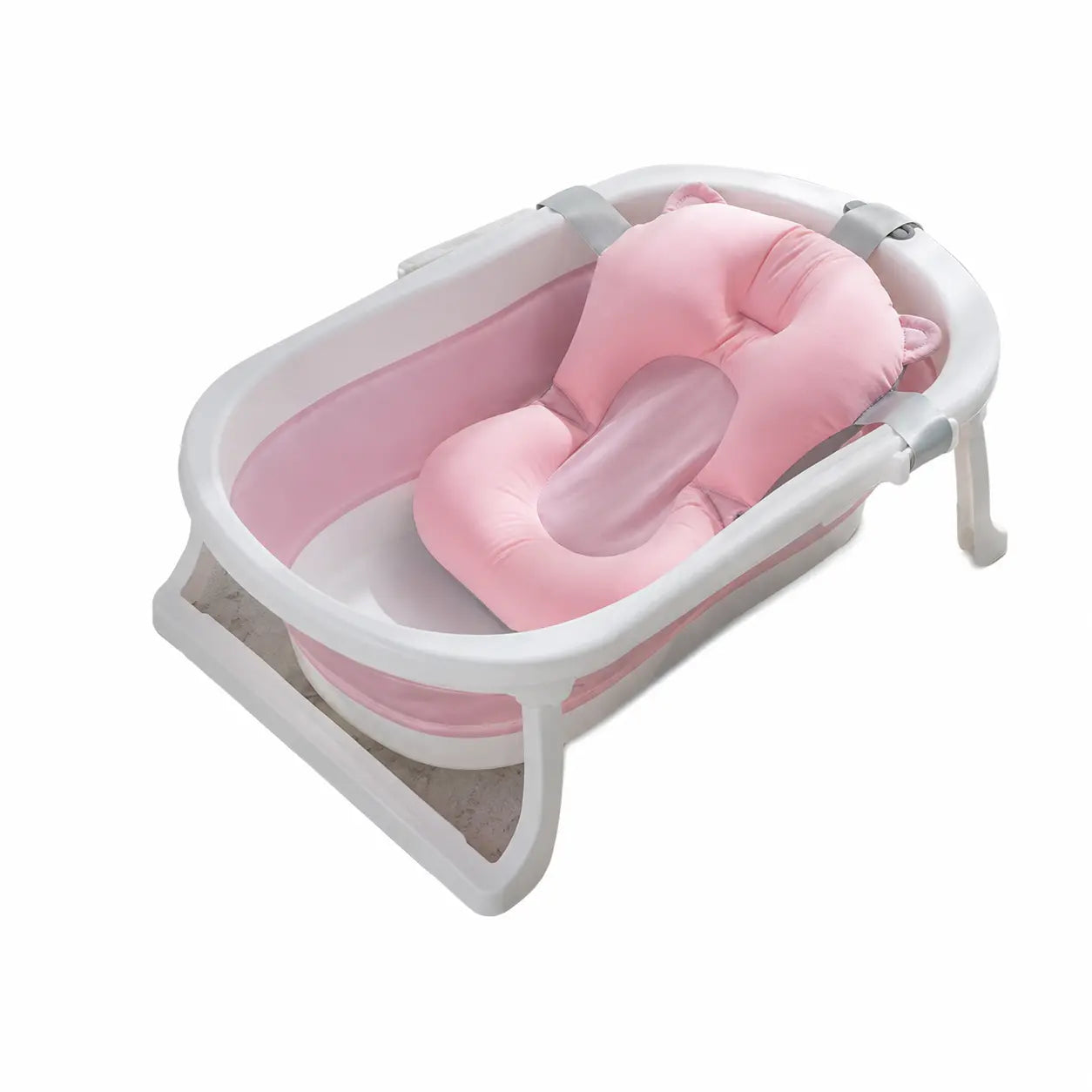 Cadita pliabila cu termometru incorporat si perna, Dimensiuni 83 x 50 x 20 cm, Material PP/TPE, Pliere rapida, Usor de utilizat, Picioare antiderapante, Varsta 0-3 ani, Structura Solida