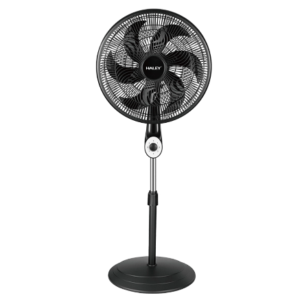 Ventilator cu Picior HALEY HY-6016, 18 Inch, 6 Pale, 3 în 1 (Podea/Masă), 3 Trepte de Viteză, Oscilație Orizontală, Înălțime Reglabilă, Motor Puternic și Silențios, Negru