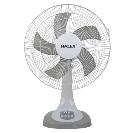 Ventilator de Masă HALEY HY-6018, 16 Inch, 5 Pale, 3 Trepte de Viteză, Oscilație Orizontală, Motor Puternic și Silențios, Alb