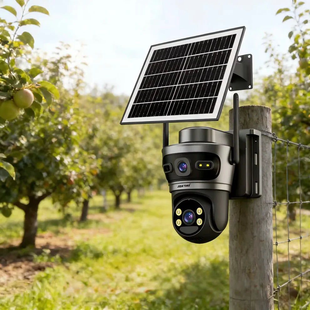 Camera de Supraveghere cu 2 Lentile 6MP, 4G, Panou Solar, 18.000mA PTZ 355°, Jortan 4GHD, IP66, HD, 1920 x 1080 Pixeli, Aplicatie Yoosee + Card 32GB CADOU - Negru